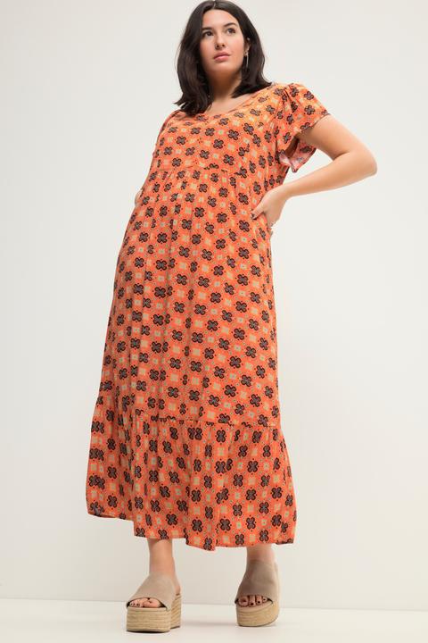 Immagine prodotto Studio Untold Abito maxi dal taglio svasato con stampa allover, scollo a V e mezze maniche ad aletta (50, 52)