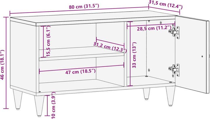 Produktbild VidaXL TV-Schrank (80 x 31.5 x 46 cm)