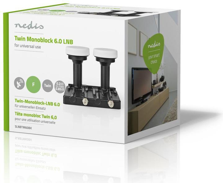 Produktbild Nedis LNB Twin Monoblock 6,0 ° Ausgangsanschluss: 2X F-Stecker Rauschmass Bereich: 0.85 dB Konversio (Single LNB)