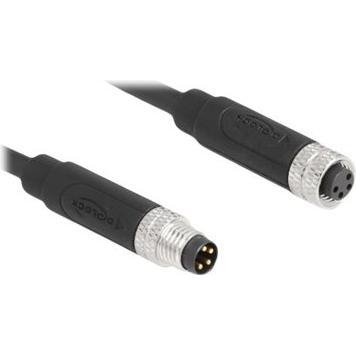 Delock M8 4 Pin Kabel St zu Bu A-kodiert 2m (STP, CAT6, 2 m), Netzwerkkabel
