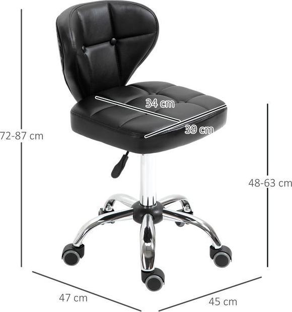 Immagine prodotto Swisshandel24 Set di 2 sgabelli con rotelle e schienale girevole, regolabili in altezza 45 x 47 x 72-87 cm