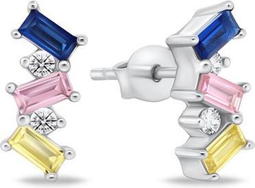 Actual product image Brilio Silver - Silver earrings with colored zircons EA946WRBW