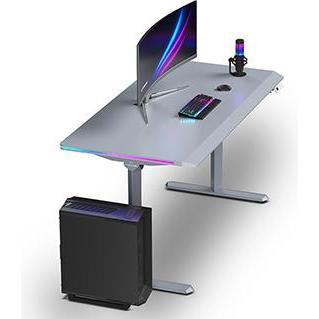 Ultradesk Gaming-Tisch QUEST, 140x70cm, 72-120cm, grau-grau, Tavolo gaming, Grigio