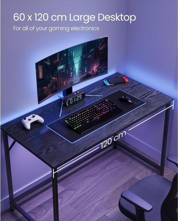 Produktbild Songmics Computertisch 120x60cm Ebony Schwarz Holz (120 x 60 x 76 cm)