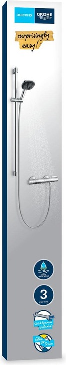 Actual product image Grohe Precision Trend QuickFix thermostatic shower mixer and Vitalio Comfort 110 shower rail set, length