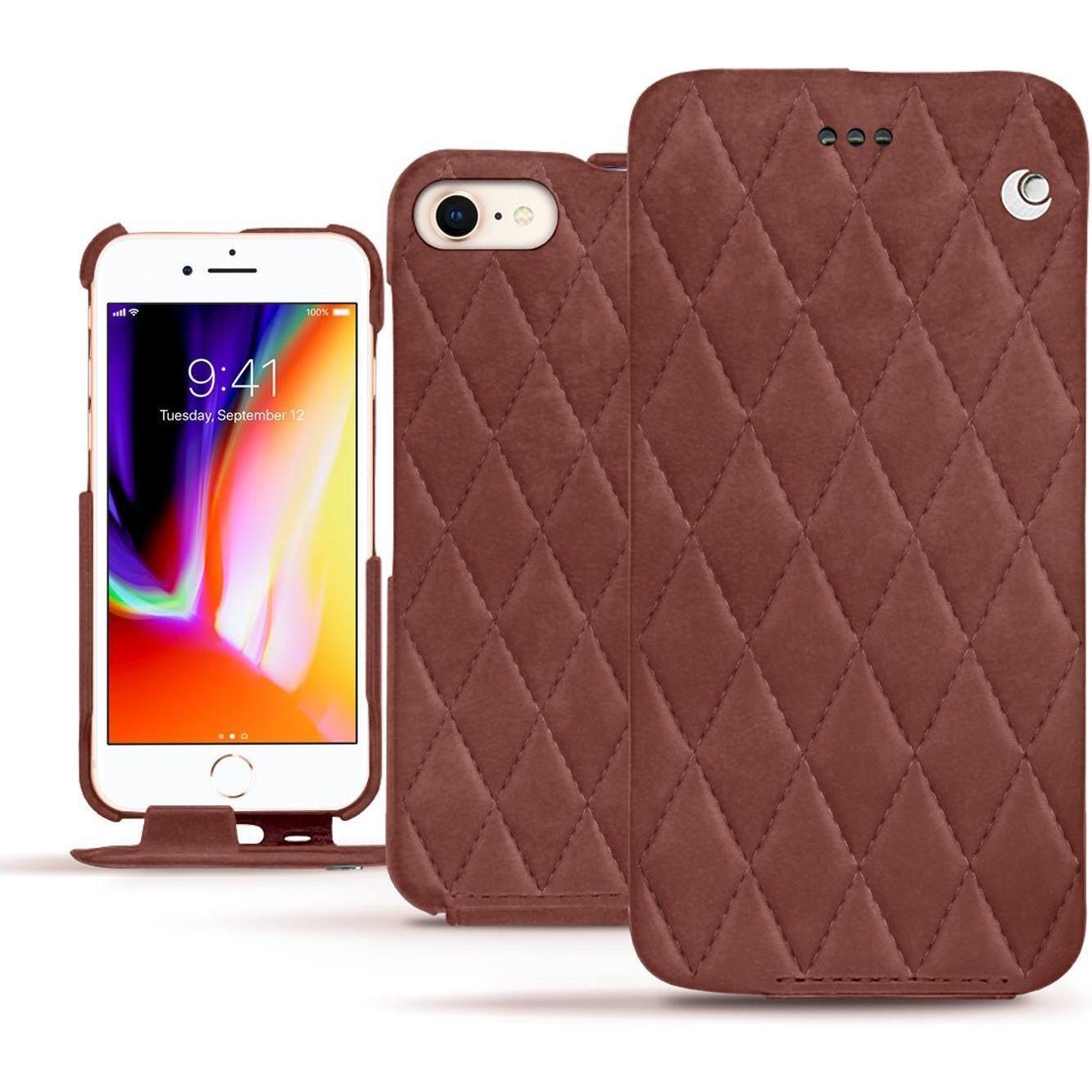 Noreve Lederschutzhülle vertikal (Apple iPhone 8), Smartphone Hülle, Rot