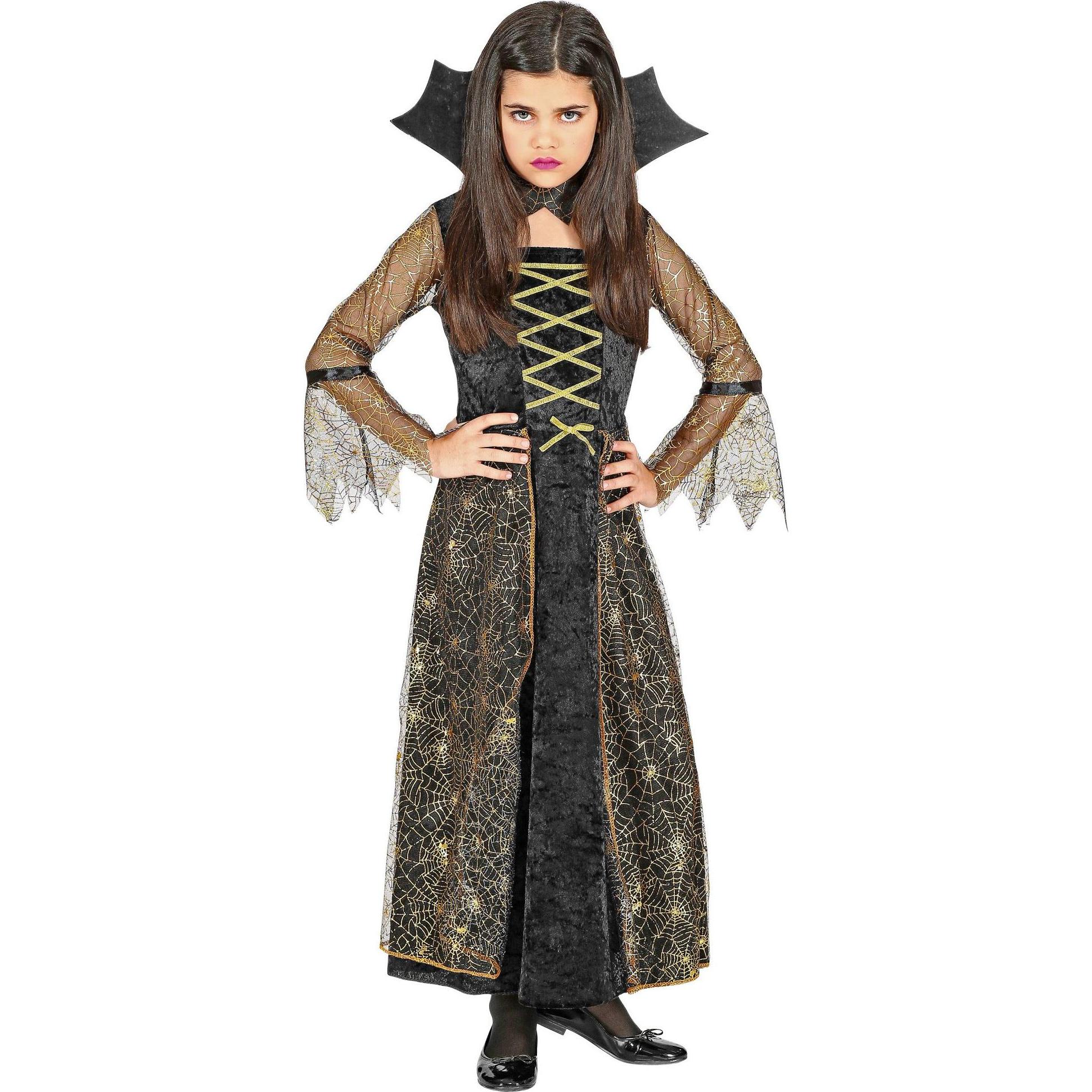 Widmann Spiderella Vampir Kostüm mit Kleid und hohem Kragen (164)