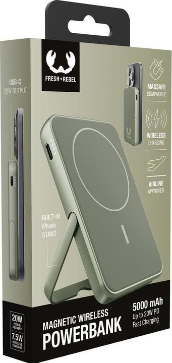 Actual product image Fresh'N Rebel Fresh 'n Rebel Powerbank 5000 mAh Green (5000 mAh, 20 W, 18.50 Wh)
