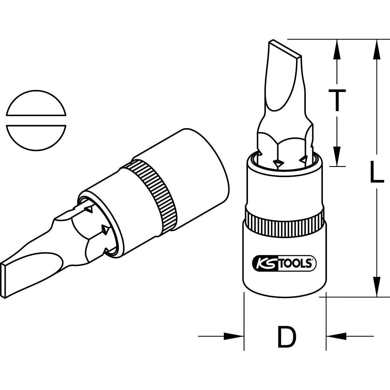 Thumbnail - KS Tools, Steckschlüssel + Stecknuss, 1/4 Bit-Stecknuss Schlitz. 4mm 911.1418 (4 mm)