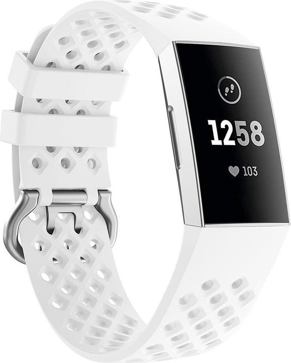 Cover-Discount Fitbit Charge - silicone sports bracelet perforated white (Silicone, Charge 3, Charge 4)