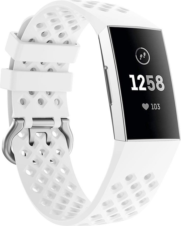 Actual product image Cover-Discount Fitbit Charge - silicone sports bracelet perforated white (Silicone, Charge 3, Charge 4)
