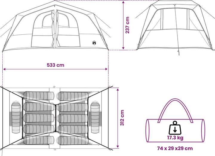 Produktbild vidaXL Familienzelt (17.25 kg)