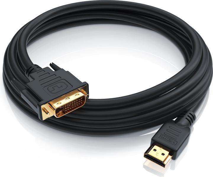 Produktbild CSL DVI zu HDMI Kabel - Dual Link 24 1 - HDTV Auflösungen bis 2560x1600 - OFC Kupferleiter (5 m, HDMI, DVI)