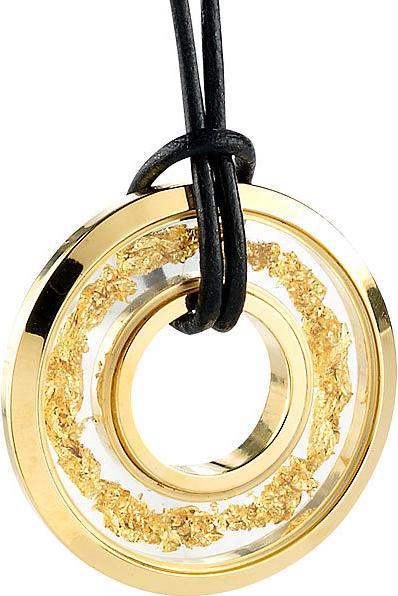 Produktbild St. Leonhard Damen-Halskette Kreole (Messing vergoldet, Glas, innen Feingold-Splitter)