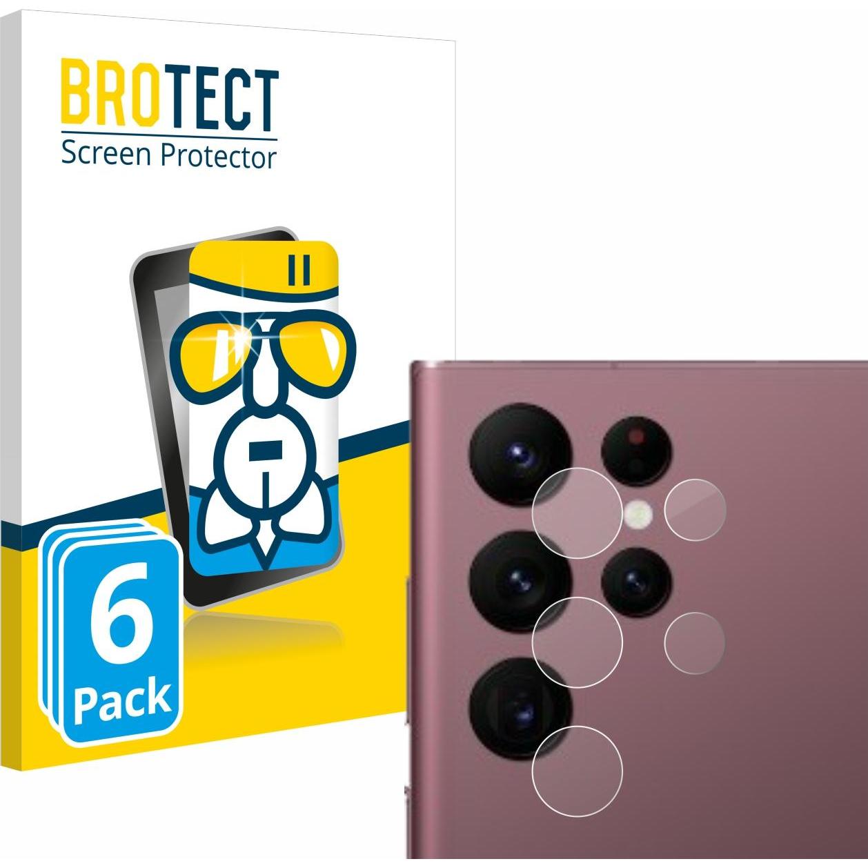 BROTECT AirGlass Panzerglasfolie (6 Stück, Samsung Galaxy S22 Ultra (5G)), Smartphone Schutzfolie, Transparent