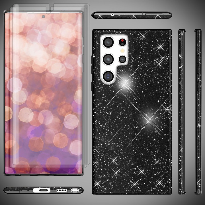Actual product image Nalia Glitter silicone cover with 2x screen protector (Samsung Galaxy S23 Ultra)