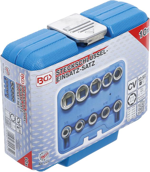 Actual product image BGS Socket Set, Hexagon 12.5 mm (1/2") Drive Inch Sizes 10 pcs. (12.5 mm)
