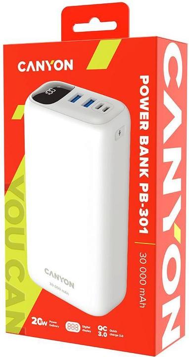 Image du produit Canyon Banque d'alimentation PB-301 30000 mAh (30000 mAh, 22.50 W, 111 Wh)