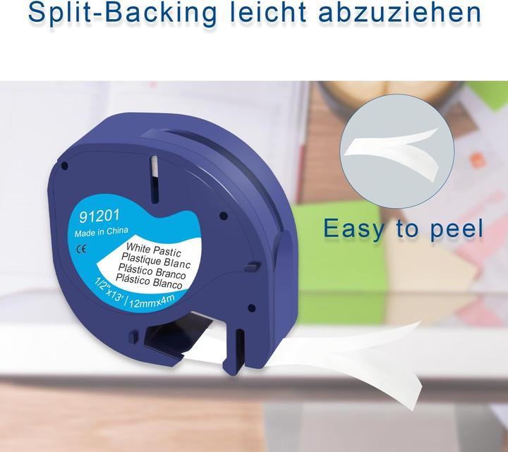 Molabel 20er Set Letratag Label Tape Ersatz für Dymo Drucker (Black, White)