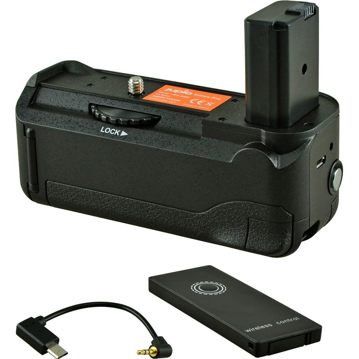 Jupio Battery Grip per Sony A6000 / A6300 + cavo (Maniglia della batteria), Impugnatura + Battery grip