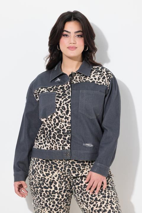 Produktbild Angel of Style Jeansjacke, oversized, Leo-Einsätze, Destroys (42)