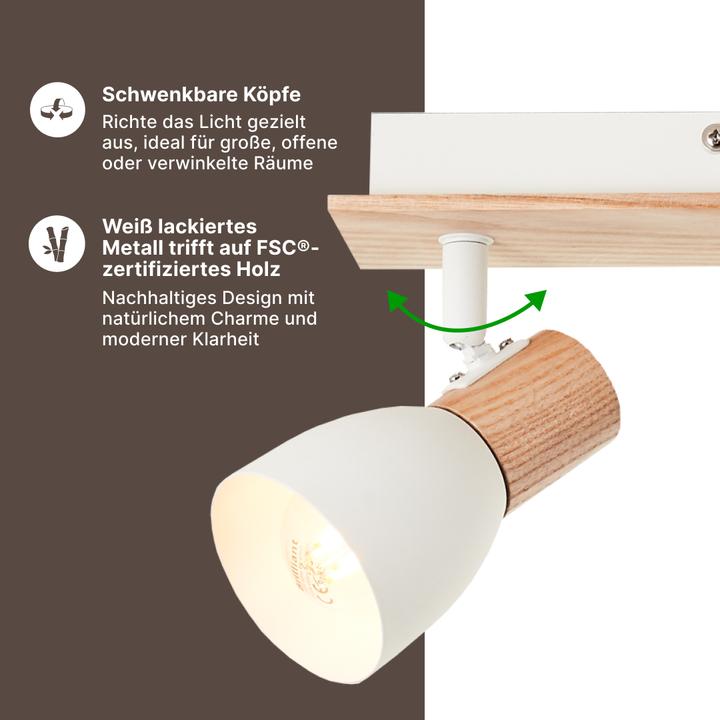 Produktbild Brilliant Daintree Spotbalken 4flg weiss/natur Mass: 16.5x57.5 (E14)