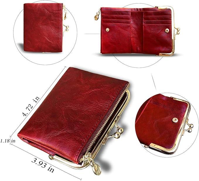 Immagine prodotto Only-Bags.Store Portafoglio corto versatile a tinta unita, frizione vintage, portamonete e porta carte di credito.