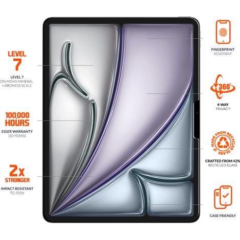 Eiger 4-Wege Privacy Sichtschutz-Glas Full Screen Fit Mountain Black Privacy 360 Tablet (1 Stück, iPad Air 13 2024 (M2))...