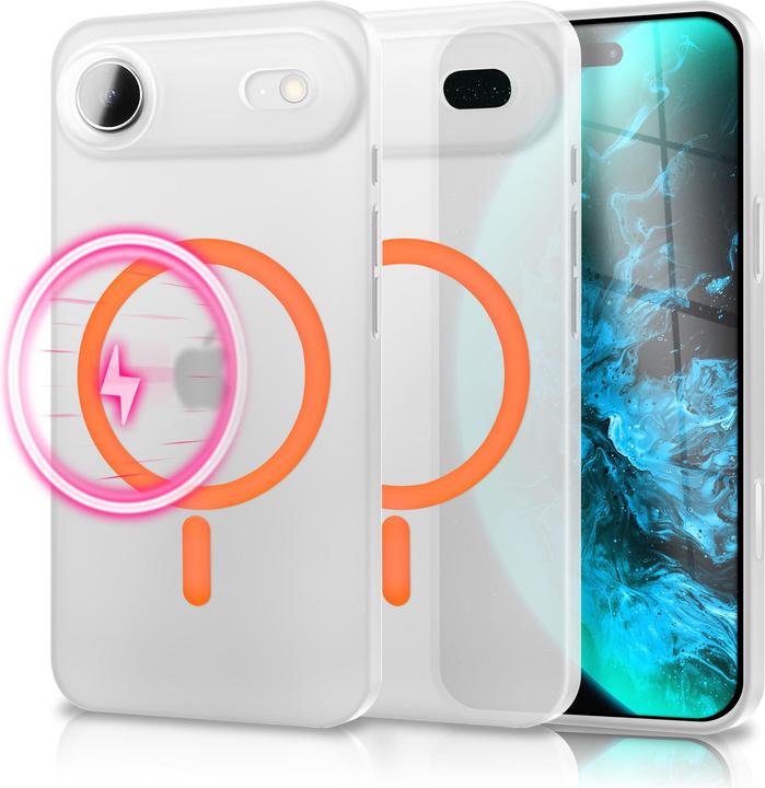 Produktbild Nalia MagSafe Cover "Thinix Glow" - 0,3mm Extrem Dünn, Leuchtender Magnet Ring - Ultra-Slim Hard Case (Apple iPhone 17)