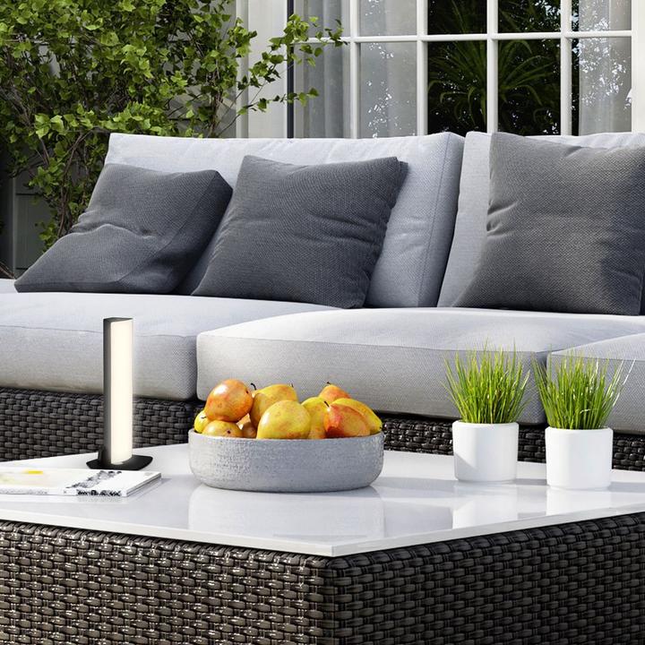 Actual product image Briloner Battery LED table and wall lamp, IP44, black, 1xLED platinum/7W (600 lm)