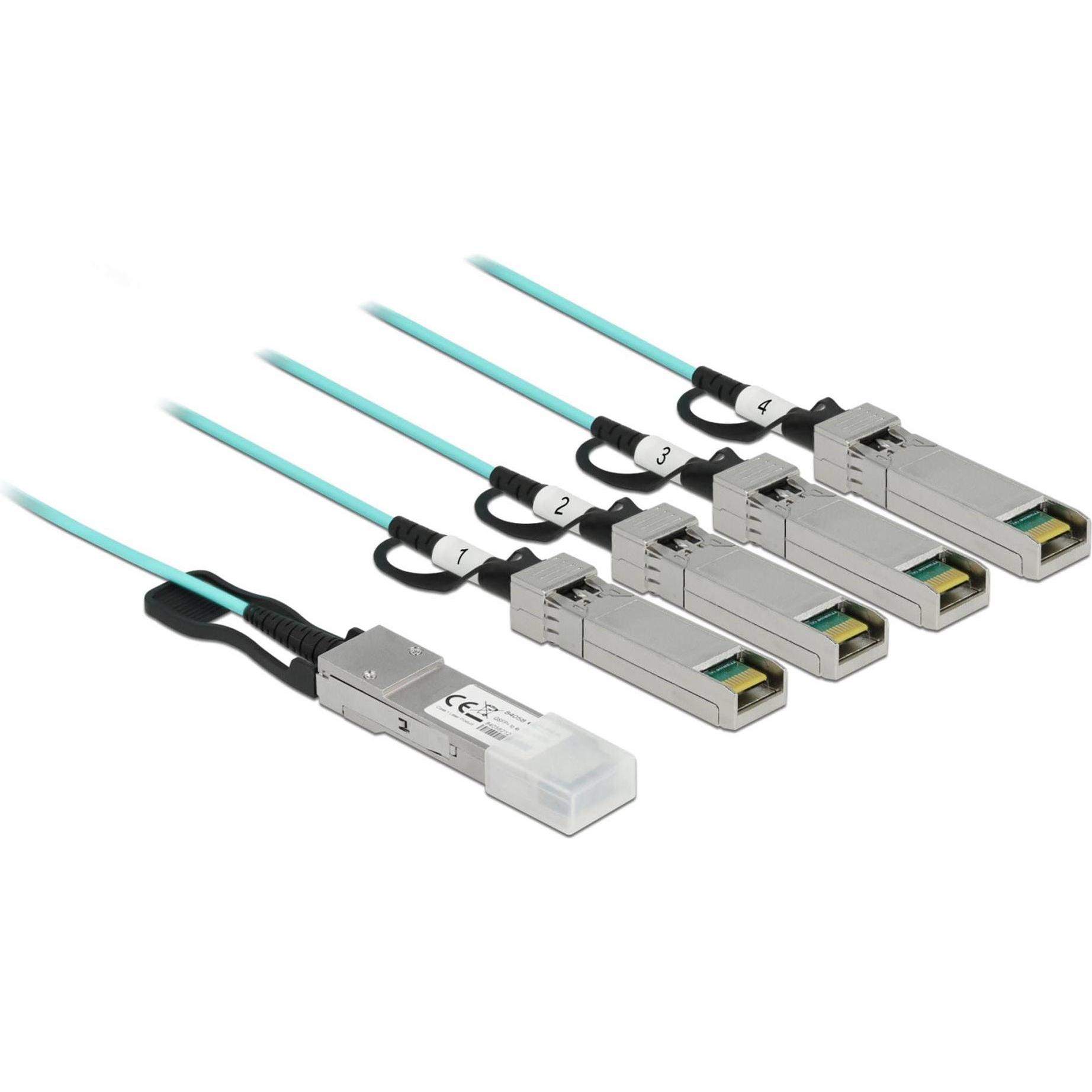 Thumbnail - Delock Direct Attach Kabel Optisches QSFP+/4x SFP+ 5 m (5 m), Netzwerkkabel
