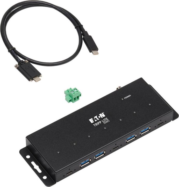 Actual product image Eaton Industrial 7-Port USB-C Hub Gen2 10G 4x USB-A and 3x USB-C Ports W 15Kv ESD Immunity (USB-C, 7 ports)