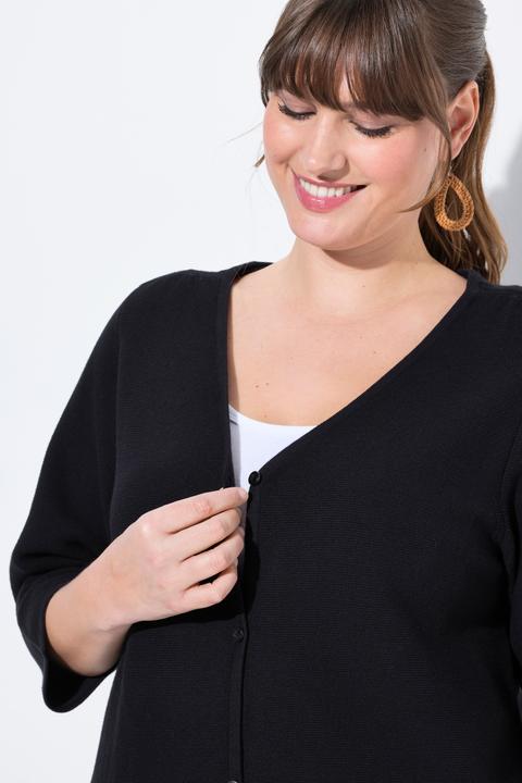 Produktbild Ulla Popken Strickjacke, V-Ausschnitt, 3/4-Arm (60)