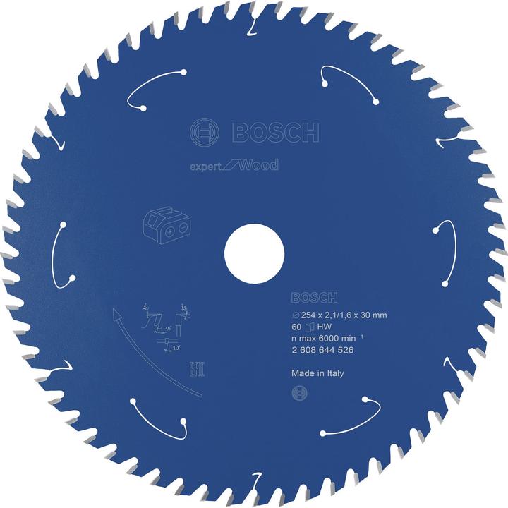 Productafbeelding Bosch Professional Zubehör Cirkelzaagblad Expert voor hout, 254 x 2,1/1,6 x 30, 60 tanden