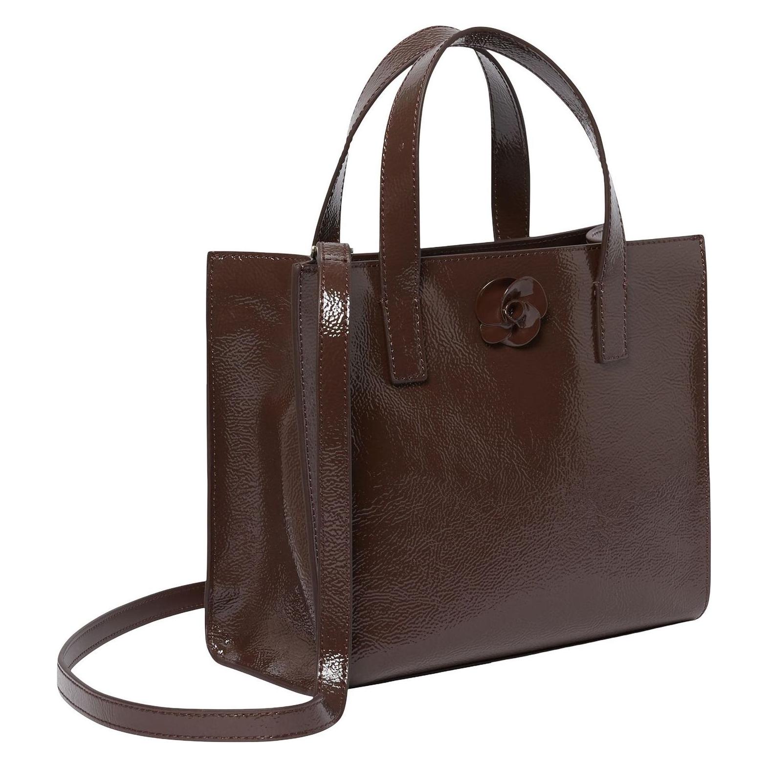 Ted Baker, Damen, Handtasche, Rouseta Rose Detail Midi Leather Bag, Braun