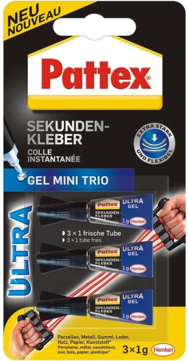 Produktbild Pattex Sekundenkleber Ultra Gel Mini Trio (1 g)