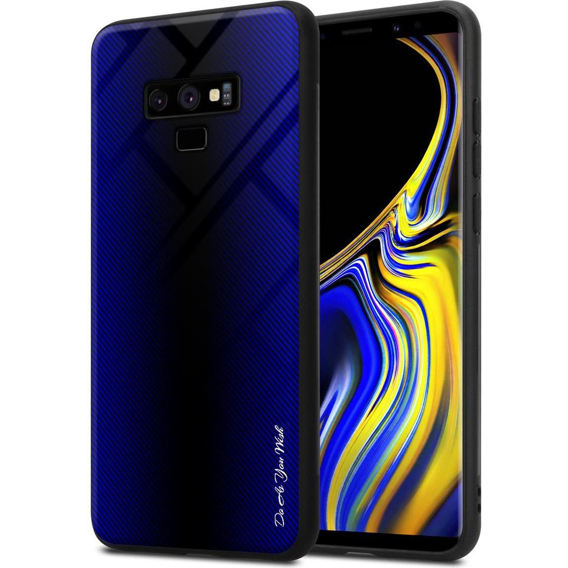 Cadorabo TPU Gestreiftes Glas Cover (Samsung Galaxy Note 9), Smartphone Hülle, Violett