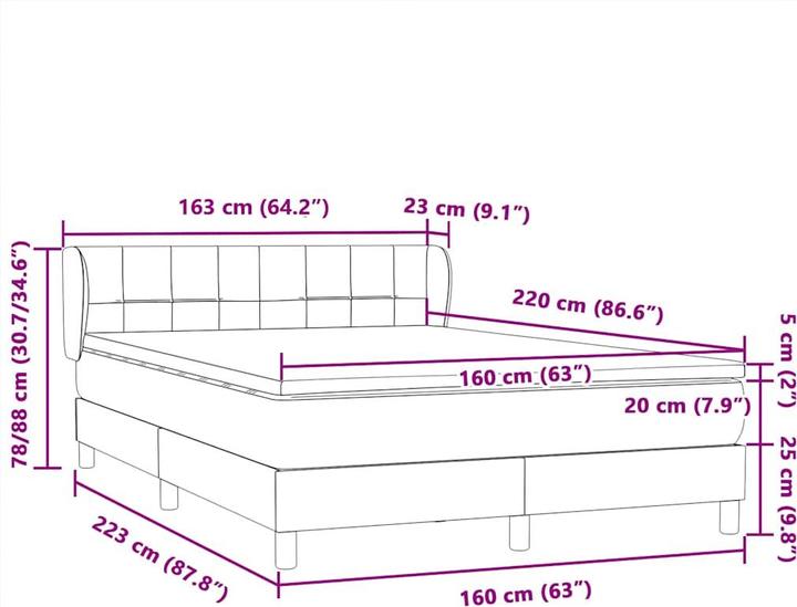 Produktbild vidaXL Boxspringbett (160 x 220 cm)