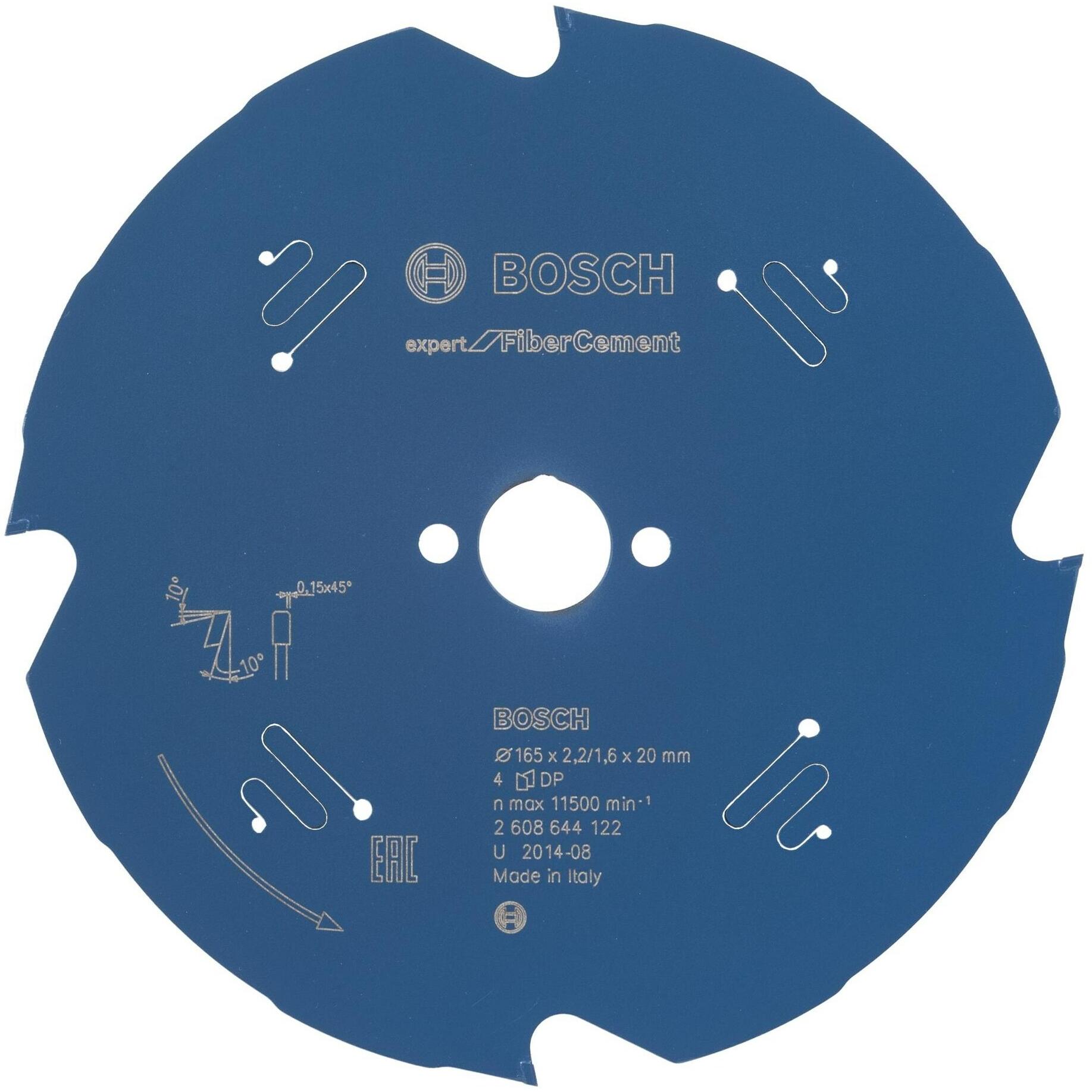 Bosch Professional Zubehör, Sägeblatt, Kreissägeblatt Expert for Fibre Cement, 165 x 20 x 2,2 mm, 4