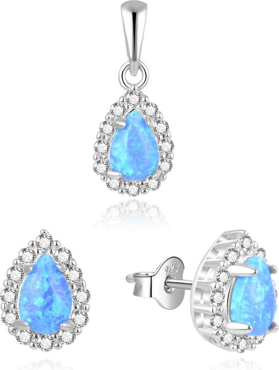 Image du produit Beneto Magnifique parure d'opales bleues AGSET137L (pendentif, boucles d'oreilles)