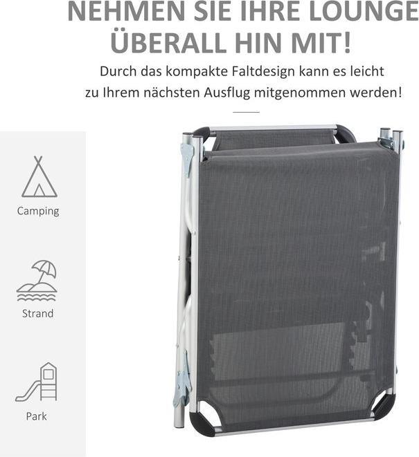 Produktbild Swisshandel24 Sonnenliege Gartenliege Alu Stoffliege Relaxliege 5-fach verstellbar faltbar ergonomisch Netzstoff G (189 cm)