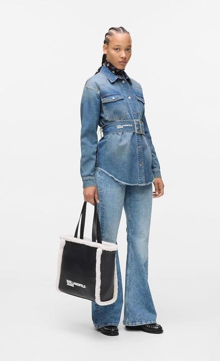 Immagine prodotto Karl Lagerfeld Camicia in denim rigido con cinturino e bottoni a pressione (S)