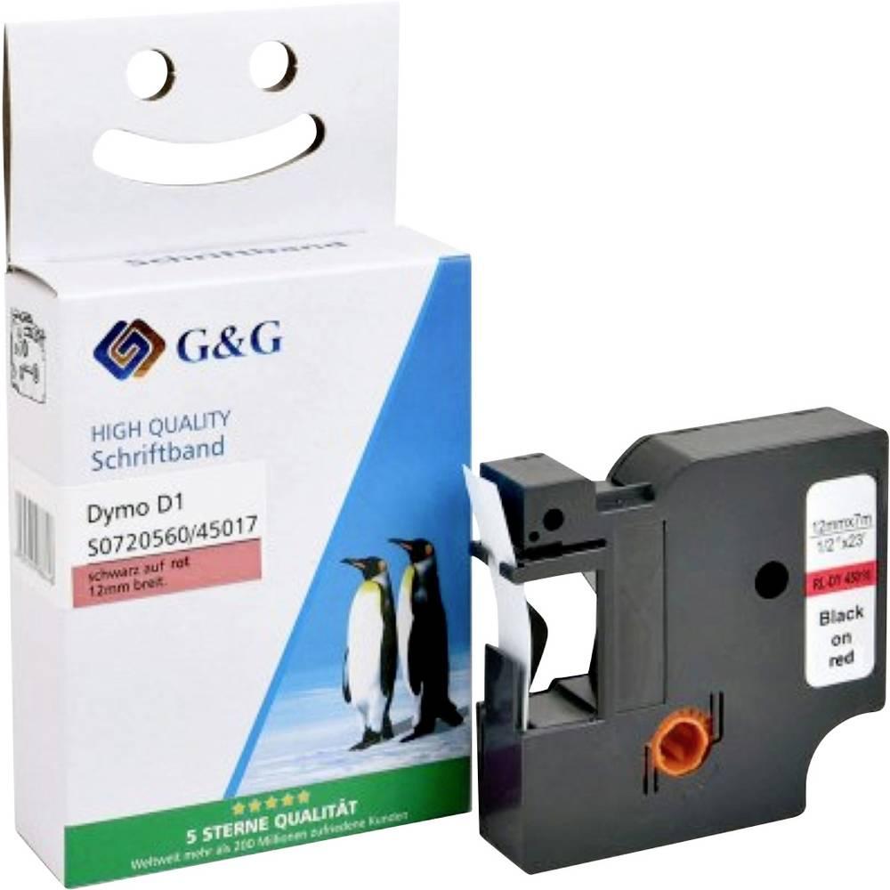 G&G, Nastro di marcatura, Kompatibel mit Dymo D1/ 40917/ S0720720 Schriftband (9mm x 7m) Schwarz auf Rot (0.90 cm, Nero, Rosso)