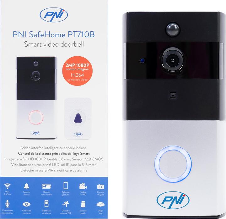 PNI Intelligent video intercom SafeHome PT710B WiFi HD, P2P, rechargeable battery and Ringer 36 (Wi-Fi)