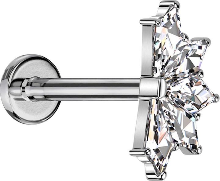 Produktbild Star Piercing Micro Labret Innengewinde silber Fächer silber fünf Diamant Kristalle silber (Titan, ohne Messing)