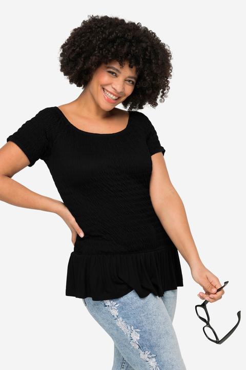 Produktbild Angel of Style Top, Slim Fit, elastisch gesmokt, Halbarm, Volant (52)
