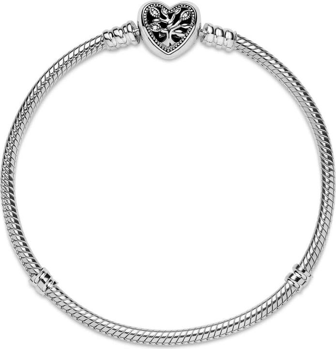 Actual product image Pandora Snake Chain Heart Clasp Bracelet (19 cm, Silver 925, Enamel)