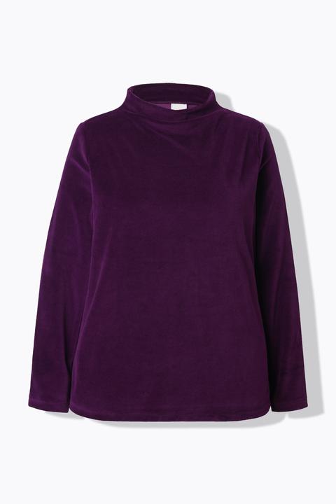 Produktbild Ulla Popken Samt-Sweatshirt, A-Linie, Stehkragen, Langarm (42)