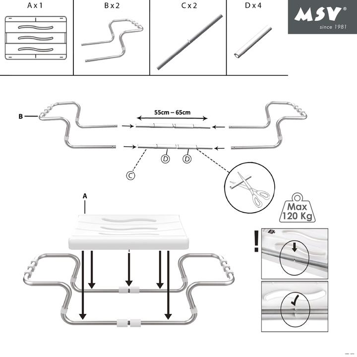 Produktbild MSV Siège De Baignoire Gris Anthracite (120 kg)