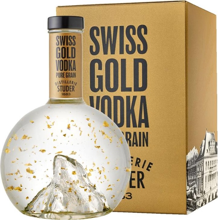 Produktbild The Wild Alps Studer Swiss Gold Vodka Pure Grain mit Goldflitter 22 Karat (1 x 70 cl)